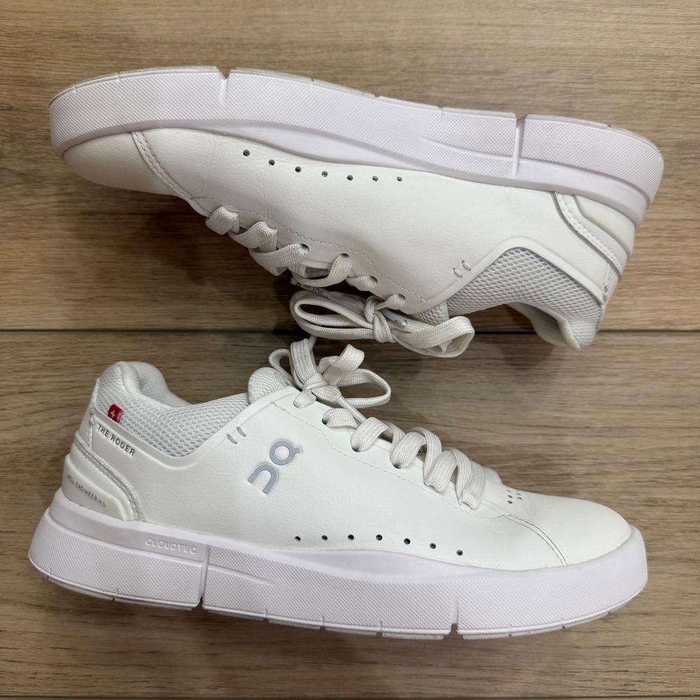 On Cloud Running THE ROGER Advantage White Vegan Work Sneakers Shoes Womens 6.5 - Picture 2 of 11